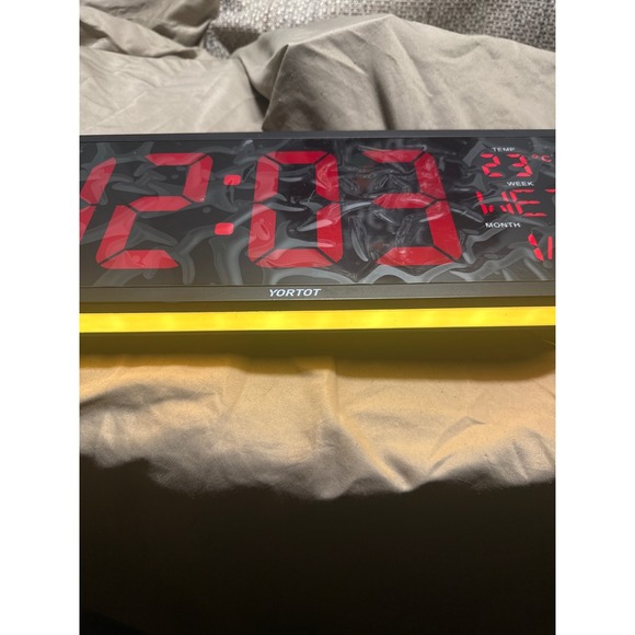 Large Digital LED Clock Red Display Temperature Date Week Time Multi Color Base - Picture 13 of 15